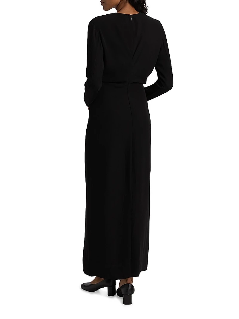 Long-Sleeve Slouch Waist Maxi Dress