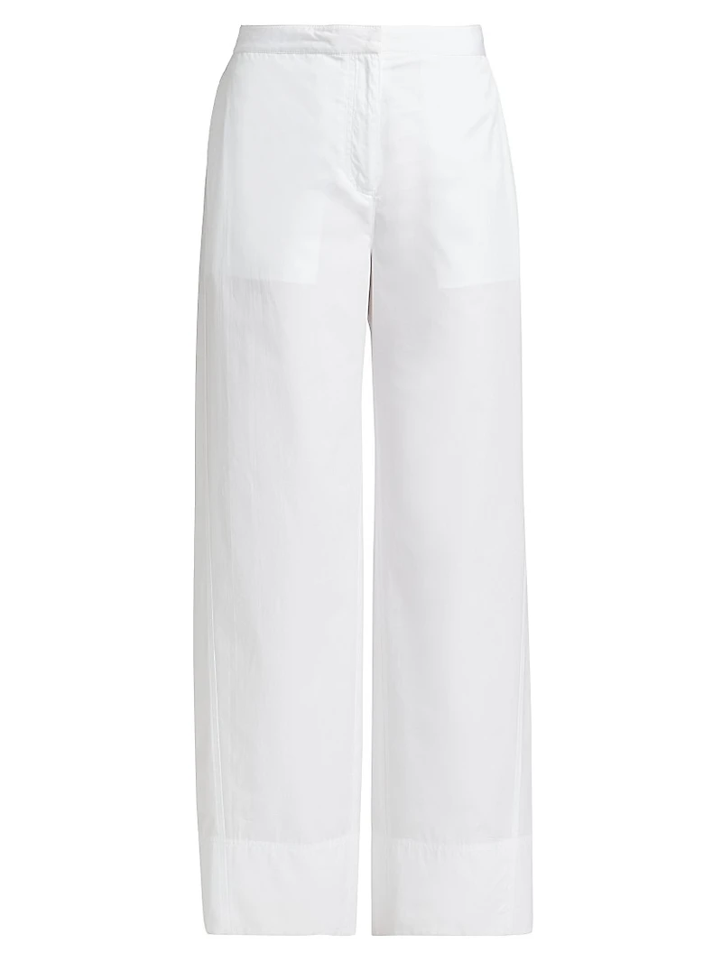 Twisted-Seam Cotton Straight-Leg Pants