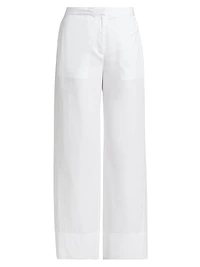 Twisted-Seam Cotton Straight-Leg Pants