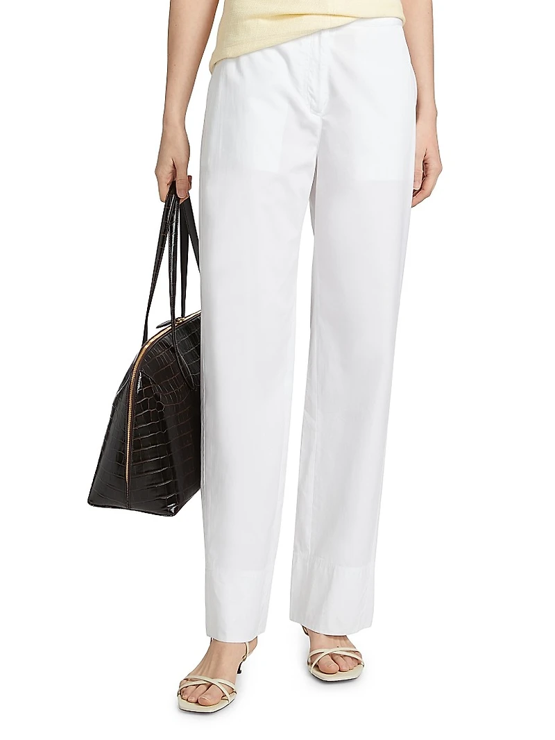 Twisted-Seam Cotton Straight-Leg Pants