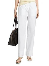 Twisted-Seam Cotton Straight-Leg Pants