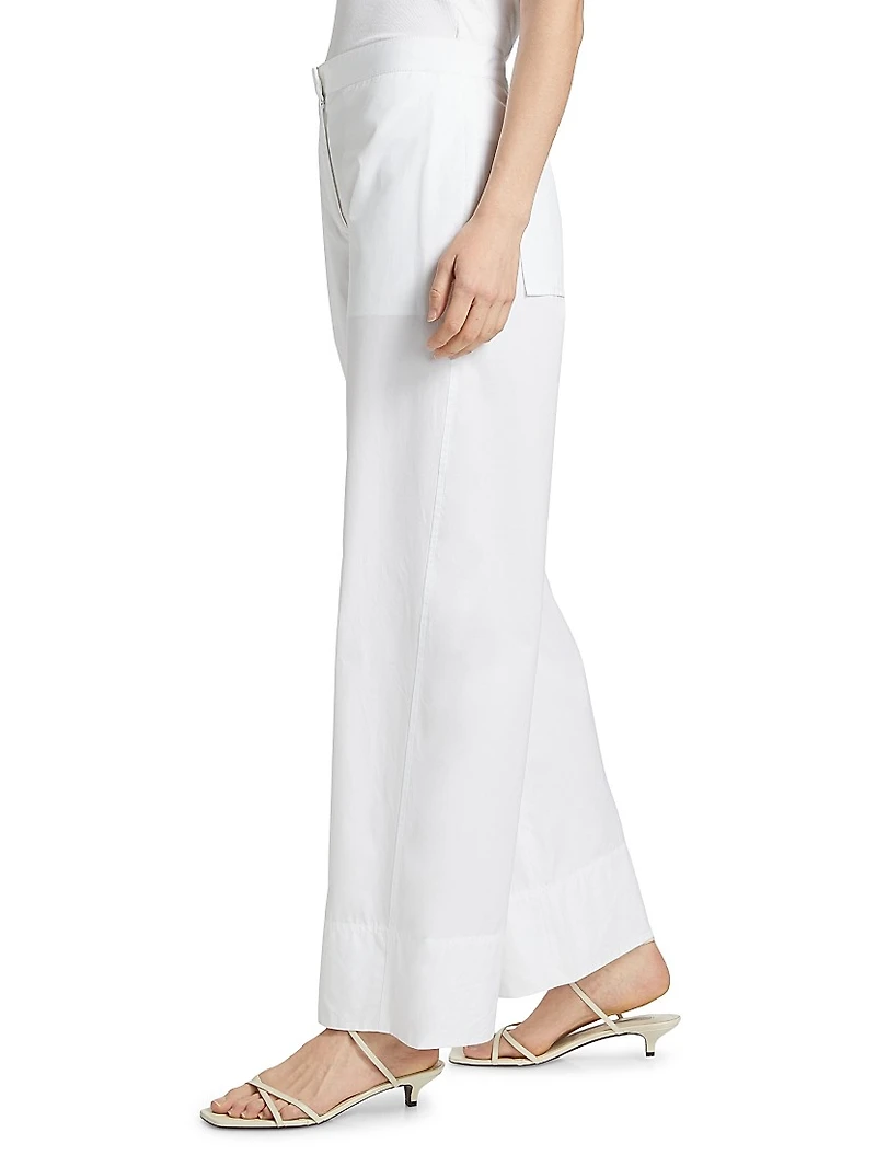 Twisted-Seam Cotton Straight-Leg Pants