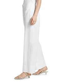 Twisted-Seam Cotton Straight-Leg Pants
