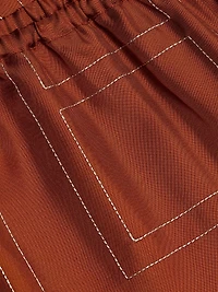 Embroidered Silk Pajama-Inspired Pants