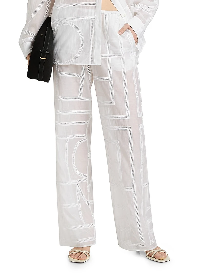 Monogram Cotton-Silk Pajama-Inspired Pants