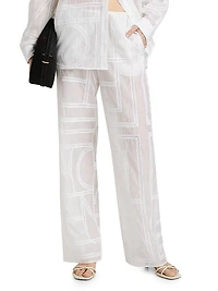 Monogram Cotton-Silk Pajama-Inspired Pants