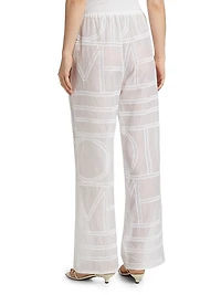 Monogram Cotton-Silk Pajama-Inspired Pants