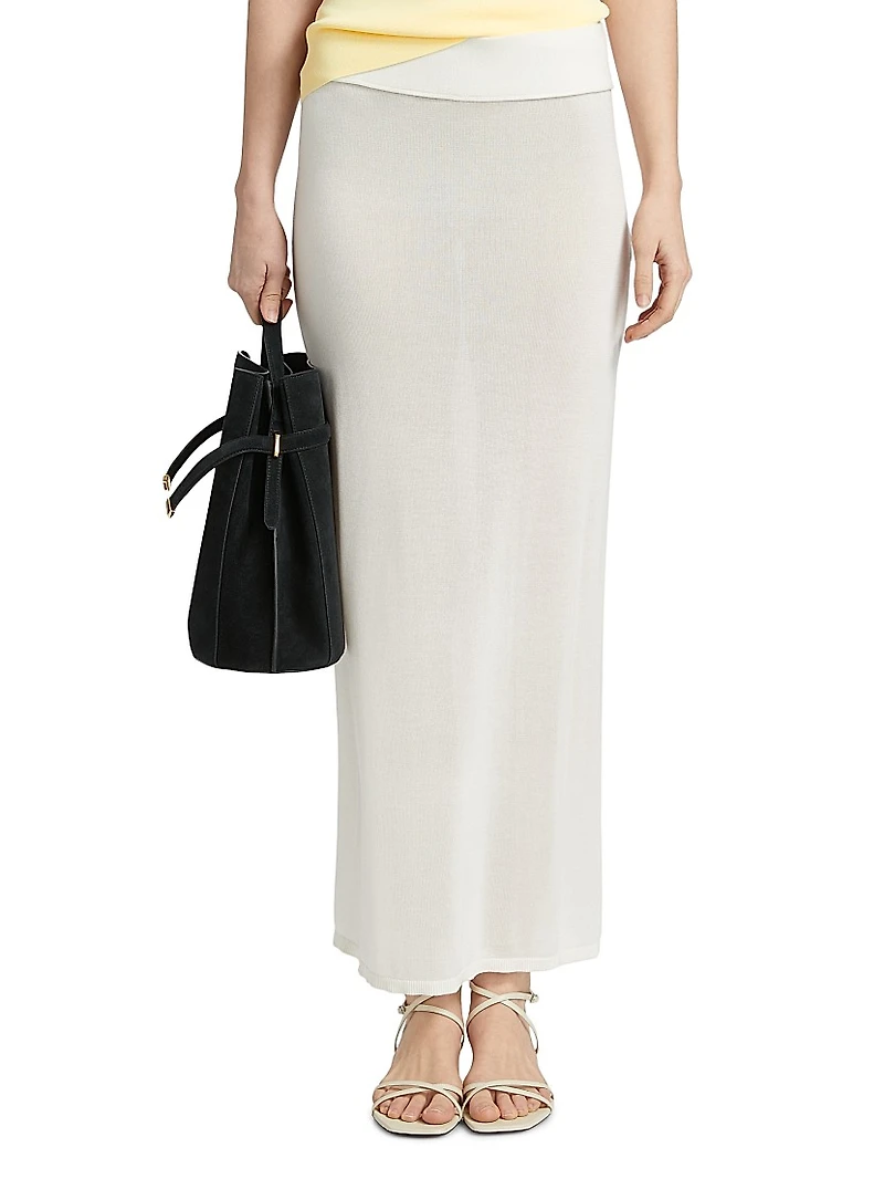 Fine-Knit Elasticized Maxi Skirt