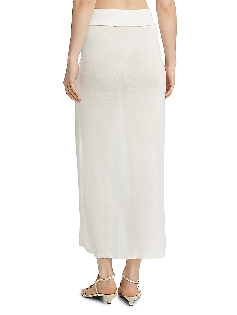 Fine-Knit Elasticized Maxi Skirt