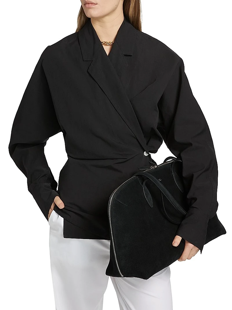 Cotton-Silk Wrap Blouse