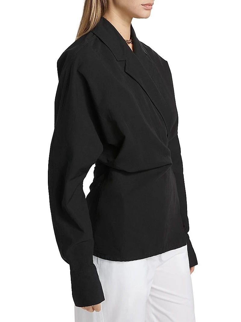 Cotton-Silk Wrap Blouse