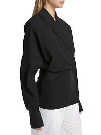 Cotton-Silk Wrap Blouse