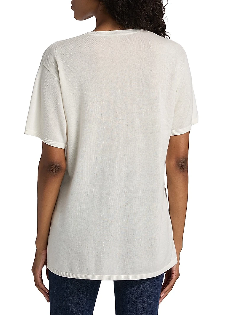 Oversized Drop Shoulder Knit T-Shirt
