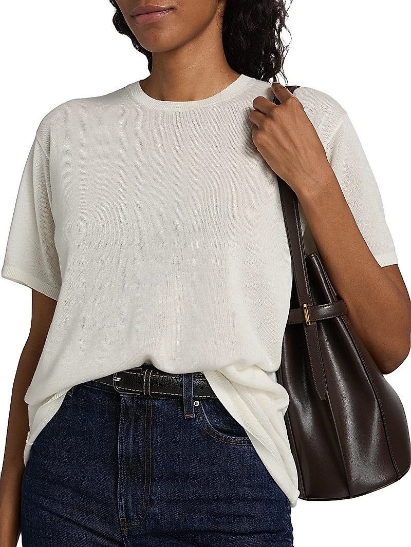 Oversized Drop Shoulder Knit T-Shirt