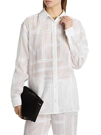 Monogram-Embroidered Cotton-Silk Button-Front Shirt