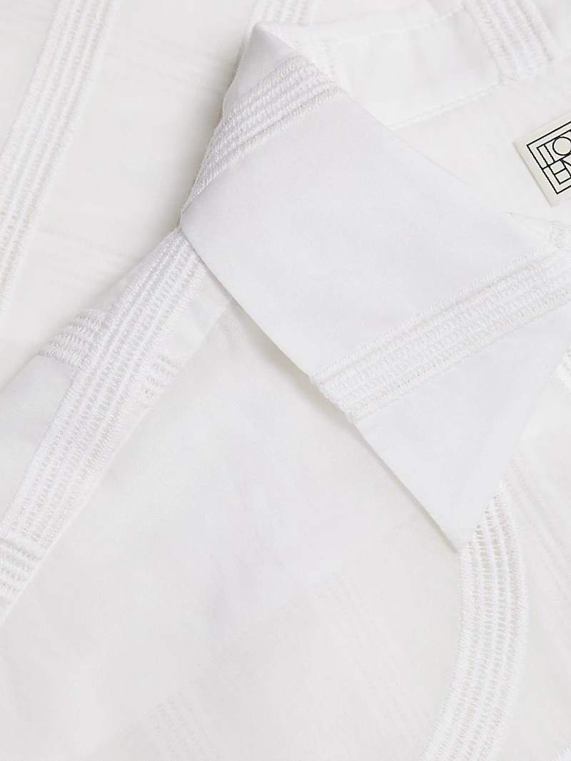 Monogram-Embroidered Cotton-Silk Button-Front Shirt