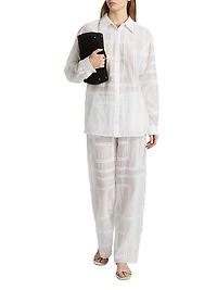 Monogram-Embroidered Cotton-Silk Button-Front Shirt