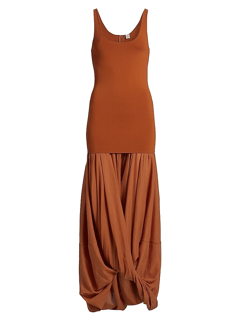 Sculptural Scoopneck Combo Maxi Dress