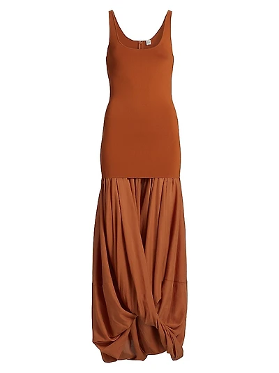 Sculptural Scoopneck Combo Maxi Dress