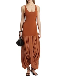 Sculptural Scoopneck Combo Maxi Dress