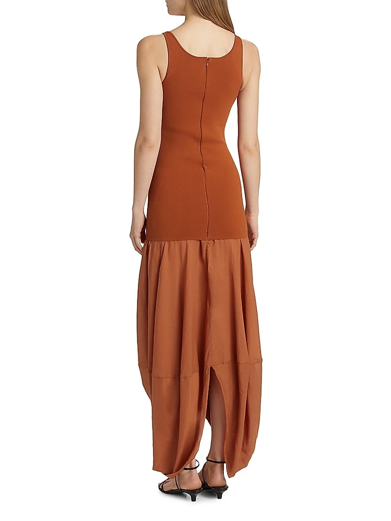 Sculptural Scoopneck Combo Maxi Dress