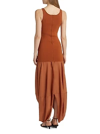 Sculptural Scoopneck Combo Maxi Dress