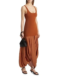 Sculptural Scoopneck Combo Maxi Dress