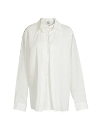 Ramie Double-Collar Button-Front Shirt
