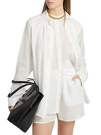 Ramie Double-Collar Button-Front Shirt