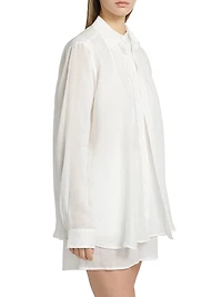 Ramie Double-Collar Button-Front Shirt