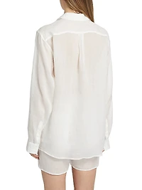 Ramie Double-Collar Button-Front Shirt