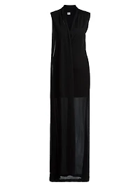 Stretch-Jersey Draped Scarf Maxi Dress