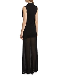 Stretch-Jersey Draped Scarf Maxi Dress