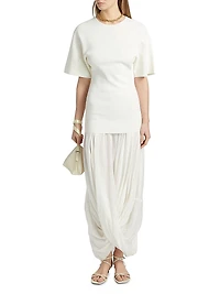 Sculptural Crewneck Combo Maxi Dress