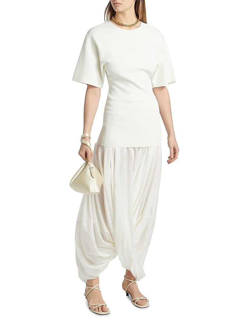 Sculptural Crewneck Combo Maxi Dress