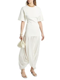 Sculptural Crewneck Combo Maxi Dress
