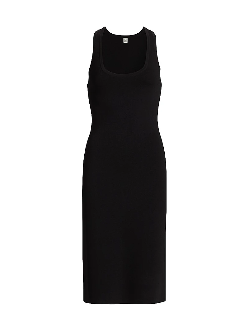 Jersey-Knit Scoopneck Midi-Dress
