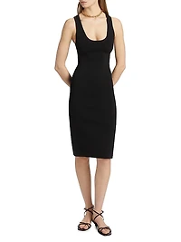 Jersey-Knit Scoopneck Midi-Dress