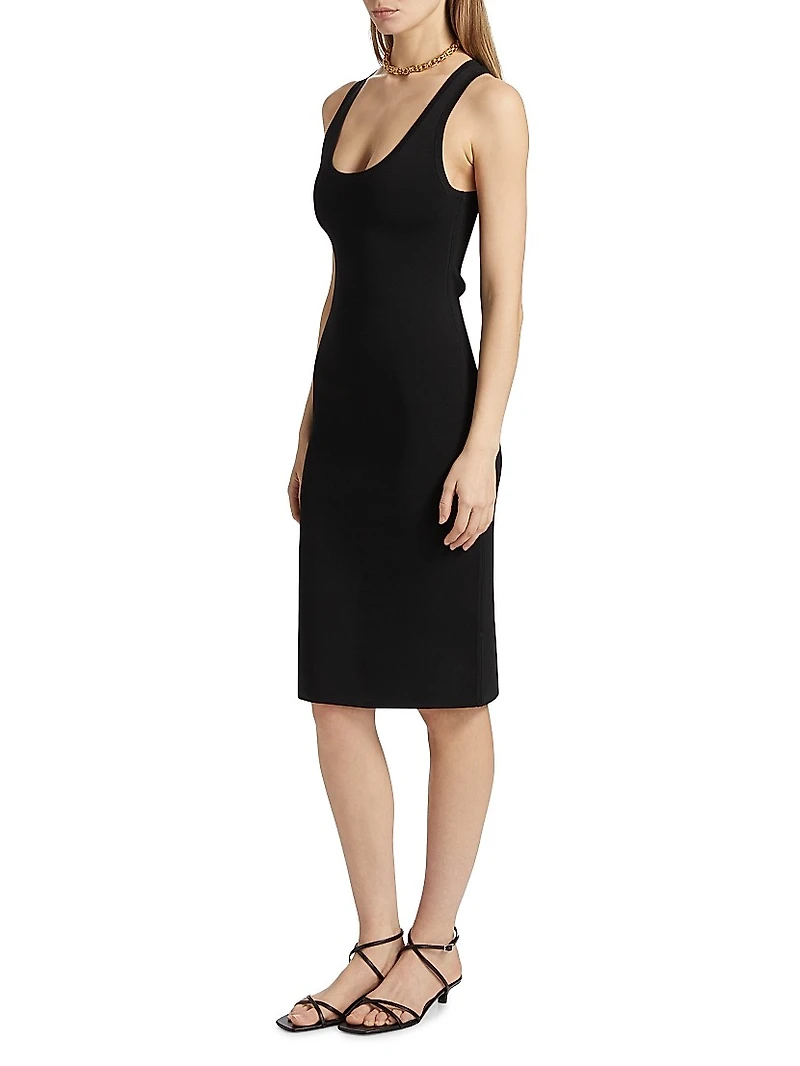 Jersey-Knit Scoopneck Midi-Dress