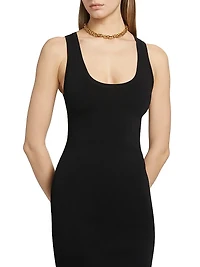 Jersey-Knit Scoopneck Midi-Dress