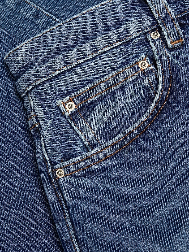 Twisted Seam Mid-Rise Ankle Jeans