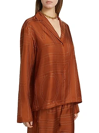 Monogram Silk Pajama-Inspired Button-Front Shirt