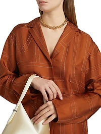 Monogram Silk Pajama-Inspired Button-Front Shirt