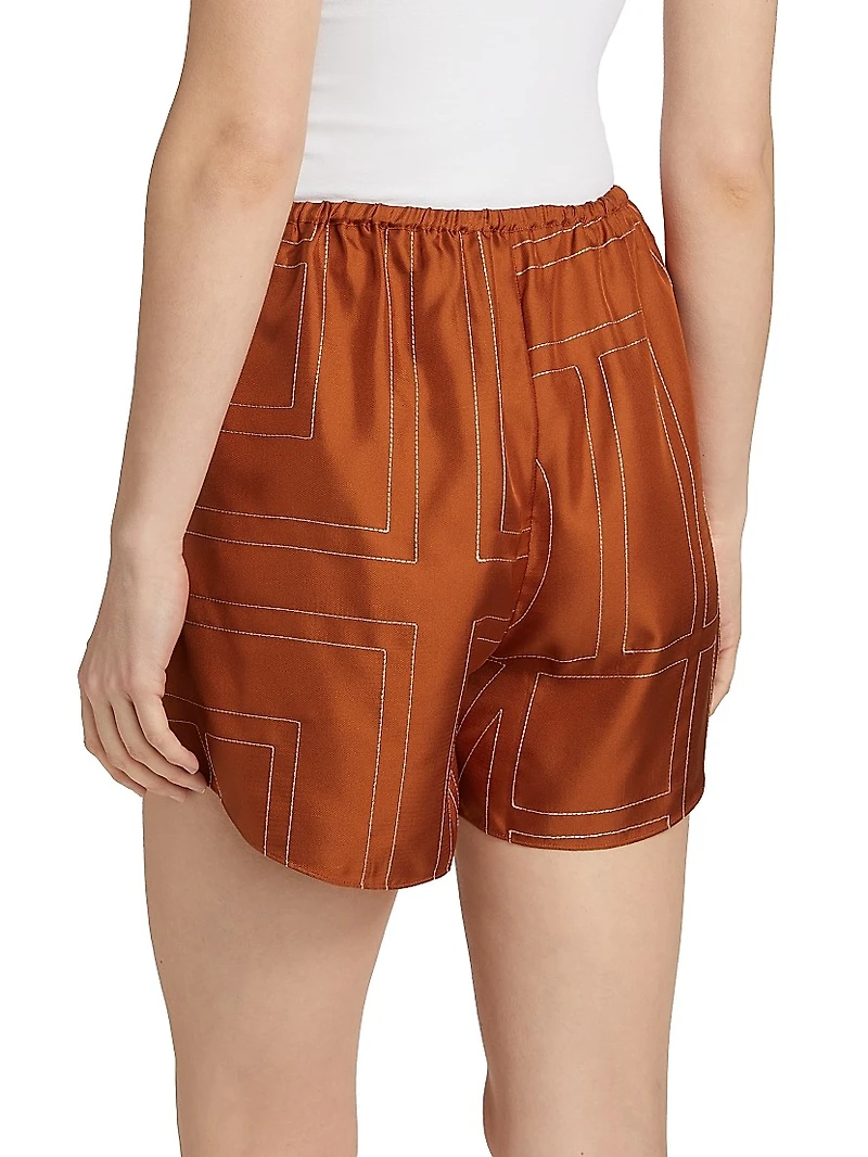 Monogram Silk Pajama-Inspired Shorts