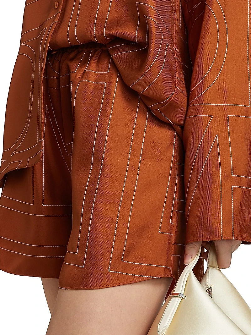 Monogram Silk Pajama-Inspired Shorts