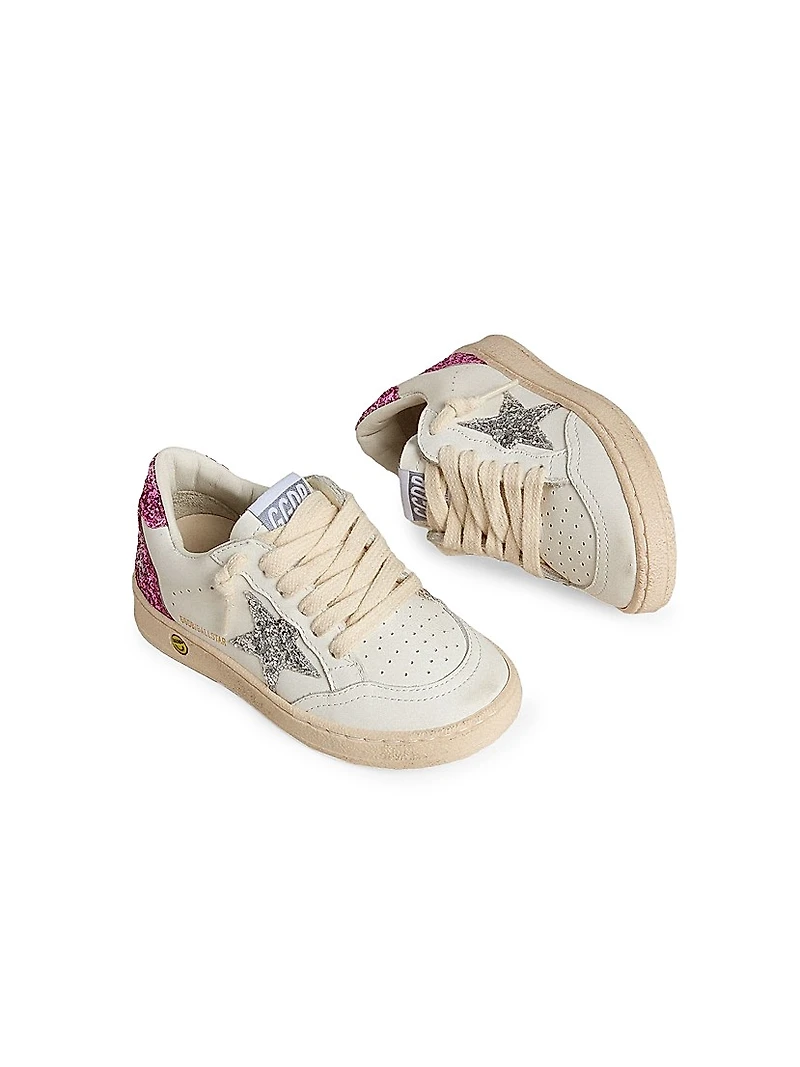 Baby Girl's, Little Girl's & Ballstar Glitter Star Leather Sneakers