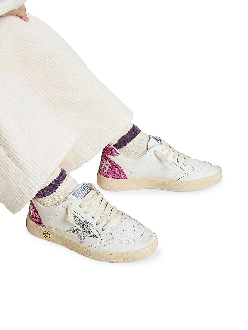 Baby Girl's, Little Girl's & Ballstar Glitter Star Leather Sneakers