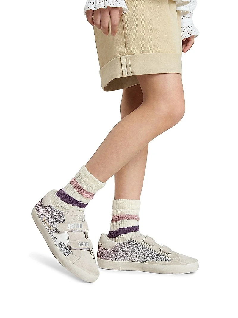 Baby Girl's, Little Girl's & Old School Glitter Suede Sneakers