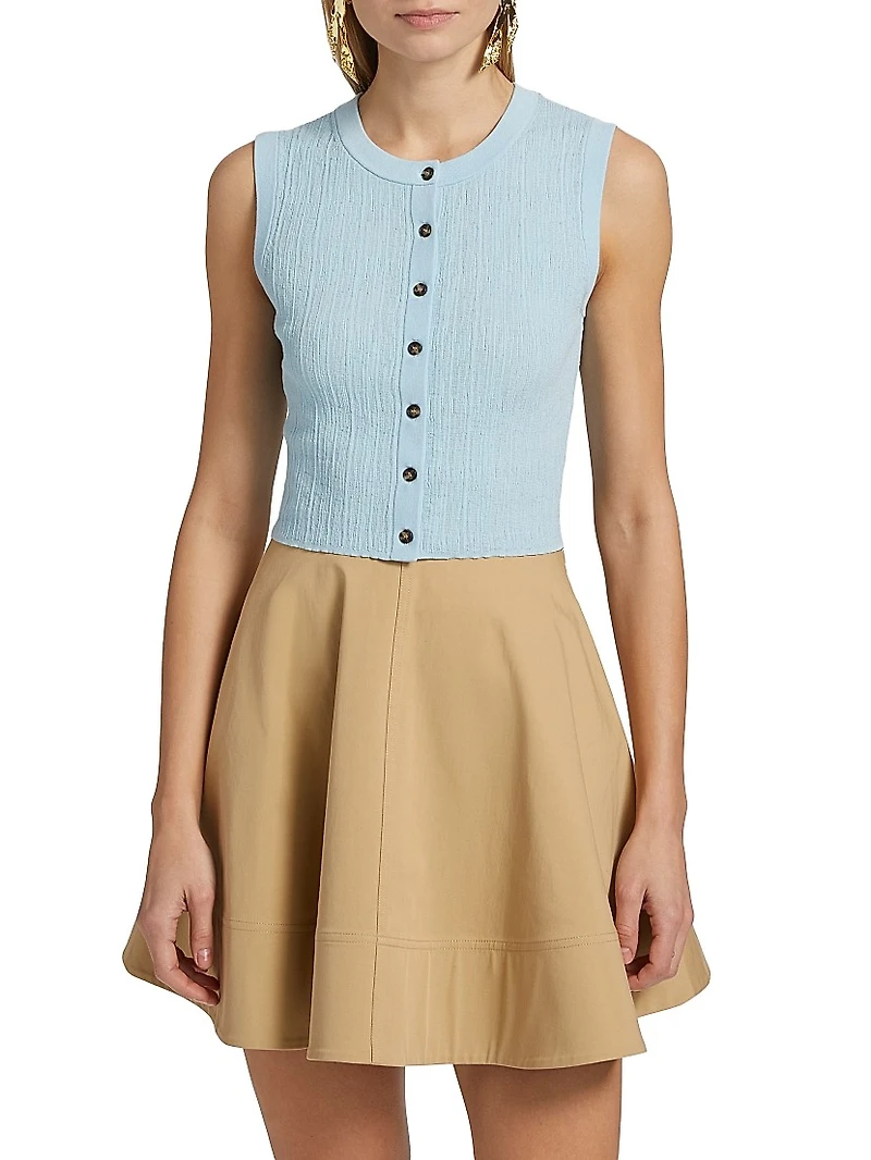 Lottie Cotton-Blend Knit Sleeveless Top