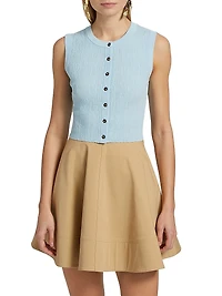 Lottie Cotton-Blend Knit Sleeveless Top